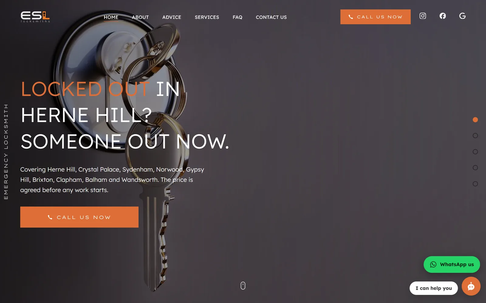 The ESL Locksmiths website