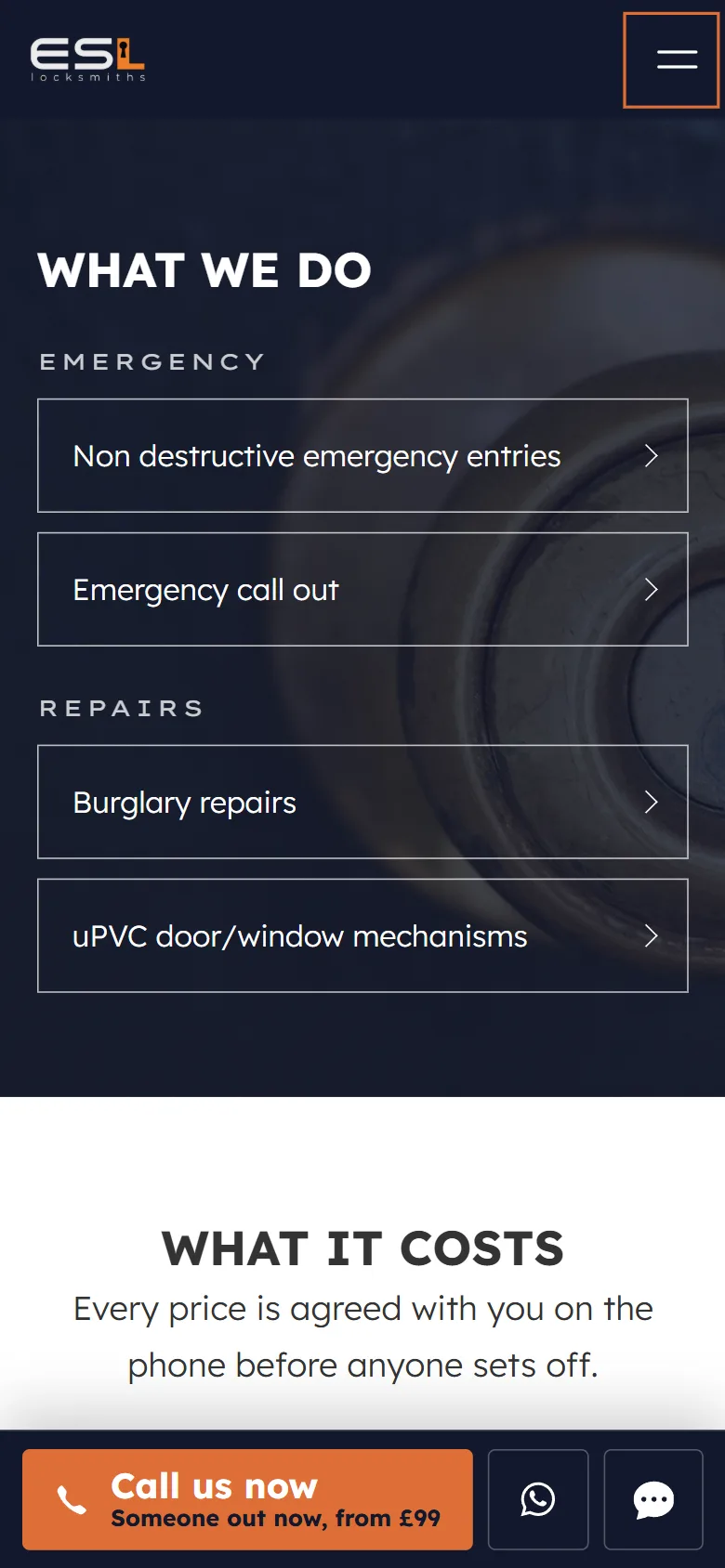ESL Locksmiths on a phone: One place to act