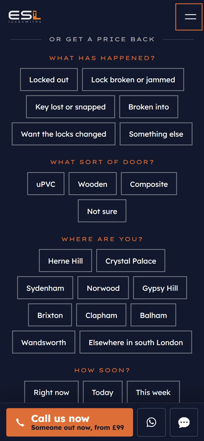 ESL Locksmiths on a phone: Tap, do not type